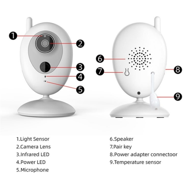 R306 Room Temperature Monitor Intercom Camera 2.0-inch Night Vision Wireless Baby Monitor(AU Plug)