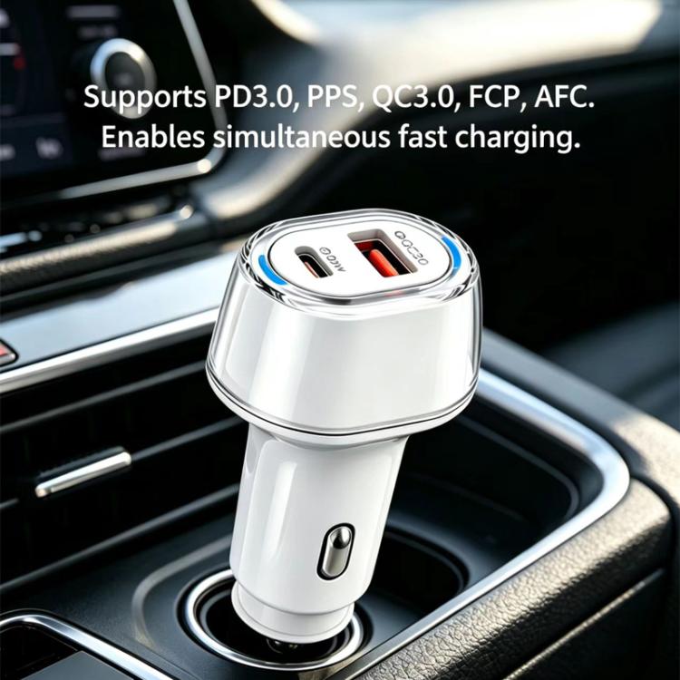 P78 55W PD3.0 / PPS + QC3.0 USB Macron Color Car Charger, without Cable