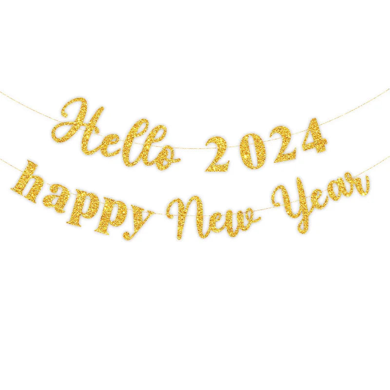 New Year 2024 number foil Balloon Hello 2024 New Year banner Balloon 2024 new year decor balloon Happy New Year Party Decoration
