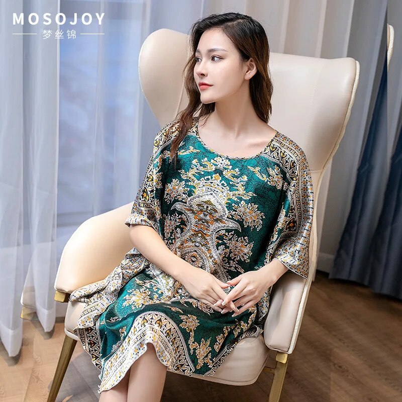 FZSLCYIYI Hot Sale Summer Fashion Lady Robe Chinese Women's Rayon Bath Gown Yukata Nightgown Novelty Print Night Dress