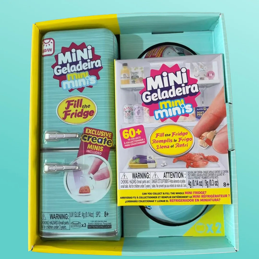 Zuru Mini Brands Mini Minis Fill The Fridge Simulation Refrigerator Toy Blind Box Set Surprise Ball Pretend Play Micro Miniature