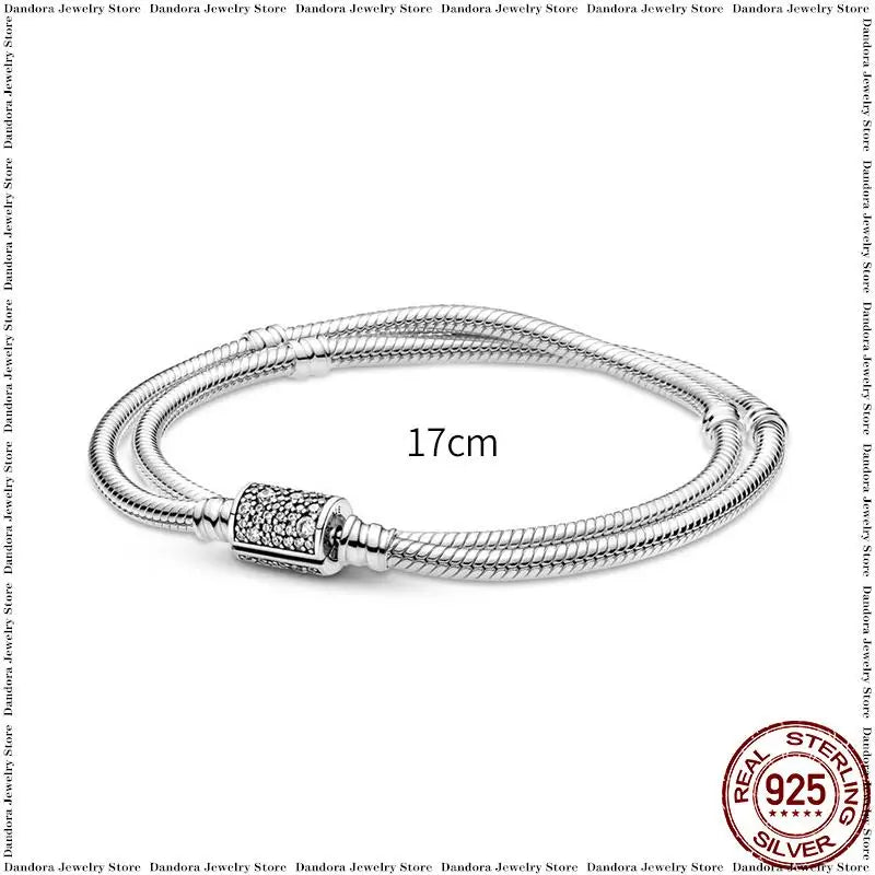 New in 925 Sterling Silver Snake Chain Charm Bracelet Fits Original Brand Pendant Charm Bead For Women Heart Bracelets Jewelry