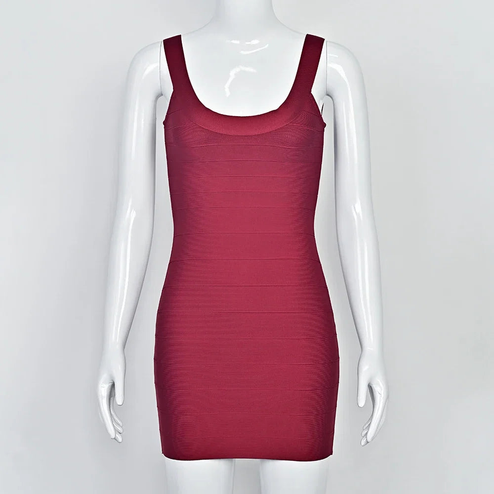 BEAUKEY New Trendy Pink Ginger Bandage Mini Party Dress Women Quality Sexy Bustier Backless Bodycon Dress Club Birthday Dress