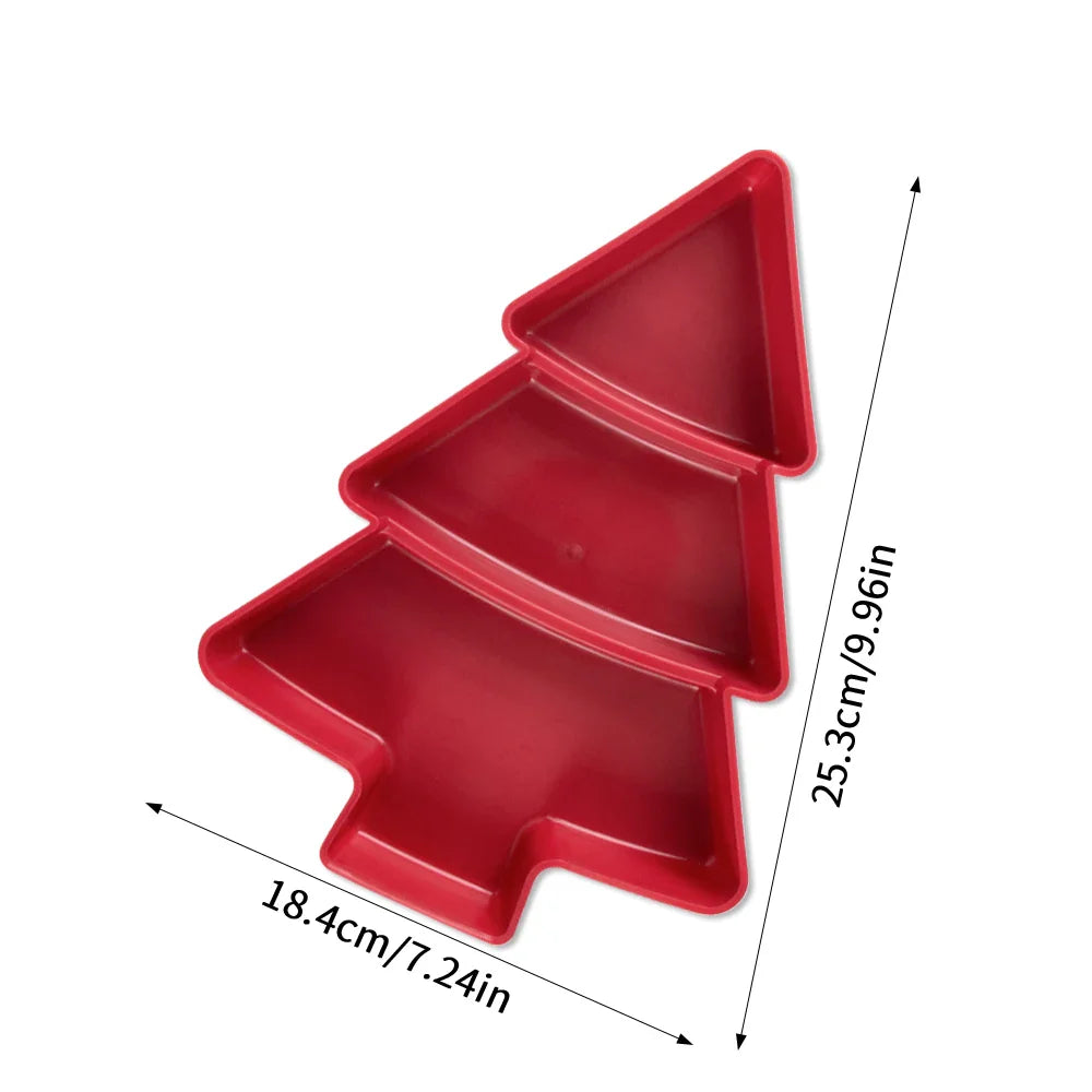 Christmas Tree Shaped Food Tray Christmas Party Chip Candy Dessert Plate Reusable Snack Cookies Tray Xmas Snack Dishes Bowl