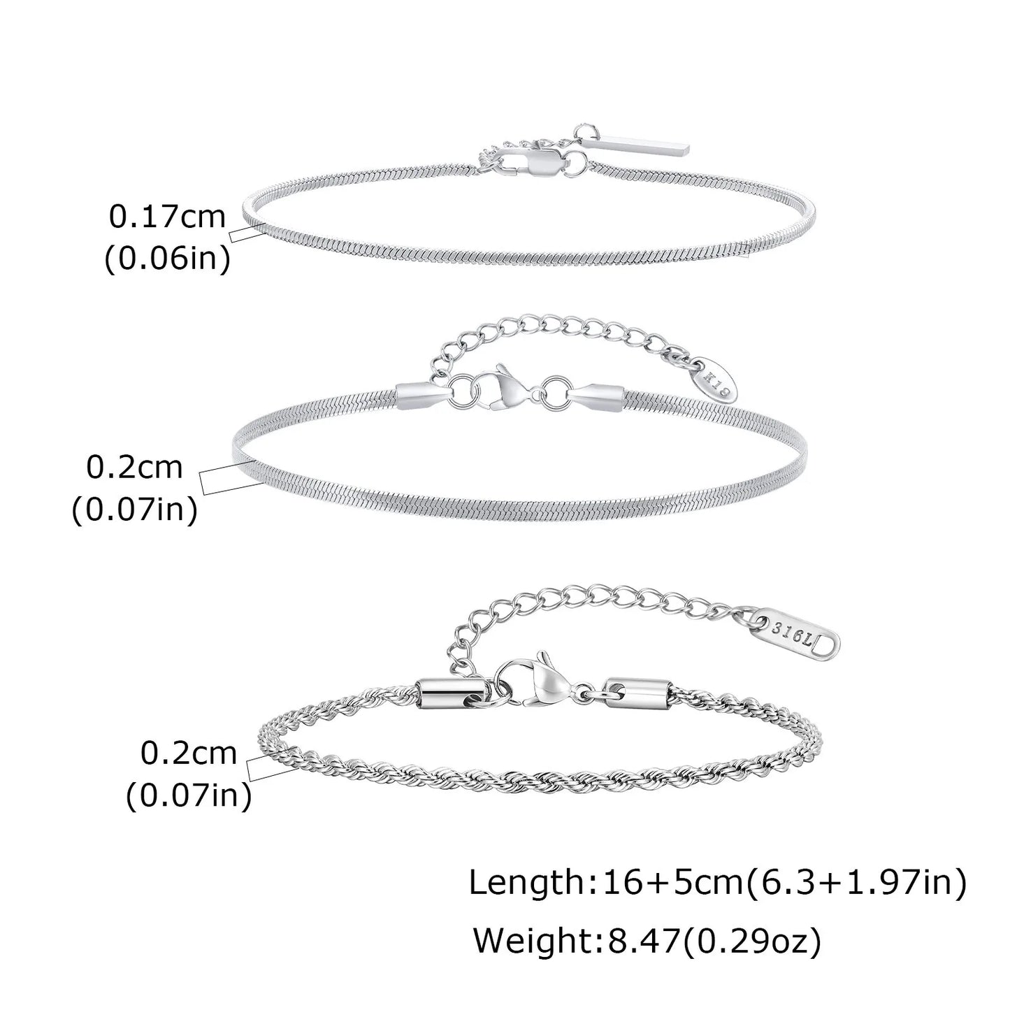 1/2/3pcs Chain Bracelet for Men Women,Stainless Steel Twisted Rope Cuban Chain Wristband,Hip Hop Minimalist Jewelry Gift