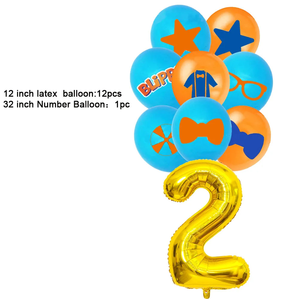 Bli-Ppi-Toy Theme Party Supplies Disposable Set Background Balloon Banner