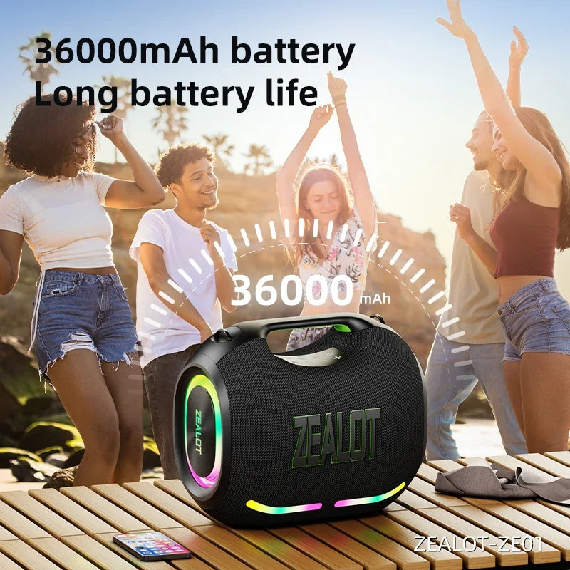 Zealot-ZE01 120W Big Power Portable Bluetooth Speaker Wireless TWS Subwoofer Bluetooth Speaker Waterproof Mobile HIFI Quality