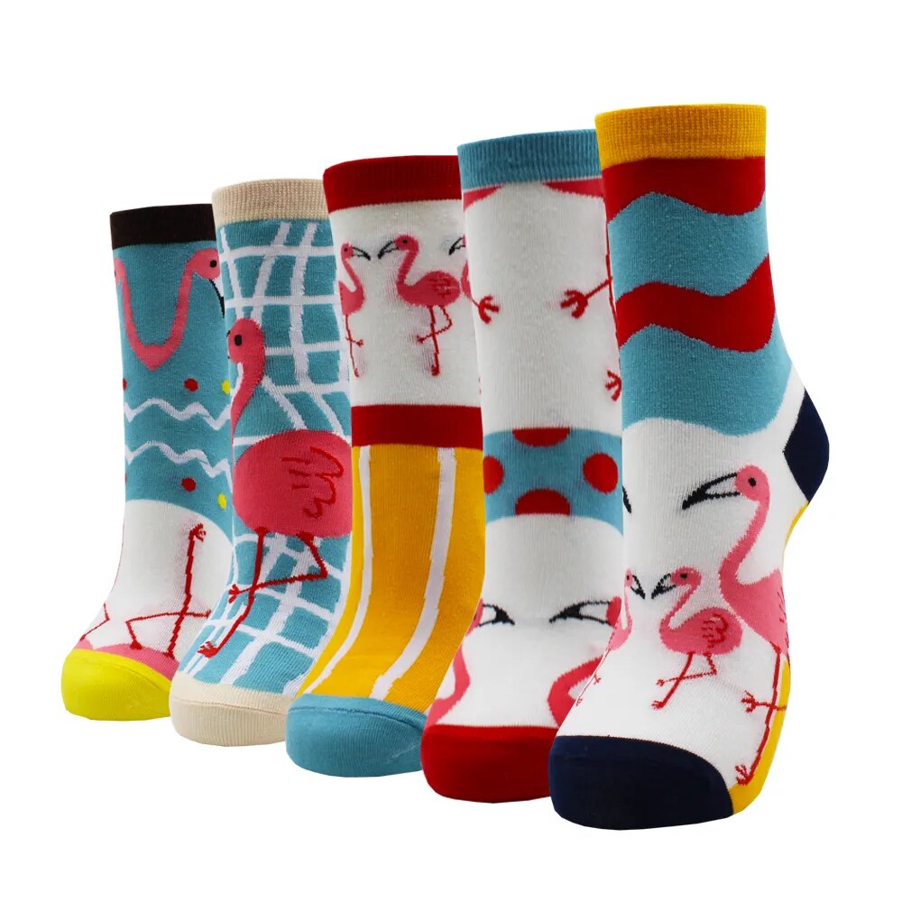 5 Pairs Fashion Colorful Kawaii Cute Cartoon Cotton Women Socks Harajuku Korean Halloween Cat Dog Owl Duck Fox Girl Socks