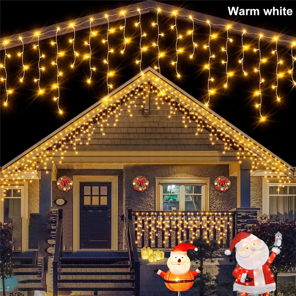 Solar Street Garden Decoration Solar Curtain Lighting Outdoor LED String Lights 3.5M/7.5M Waterproof Curtain Light