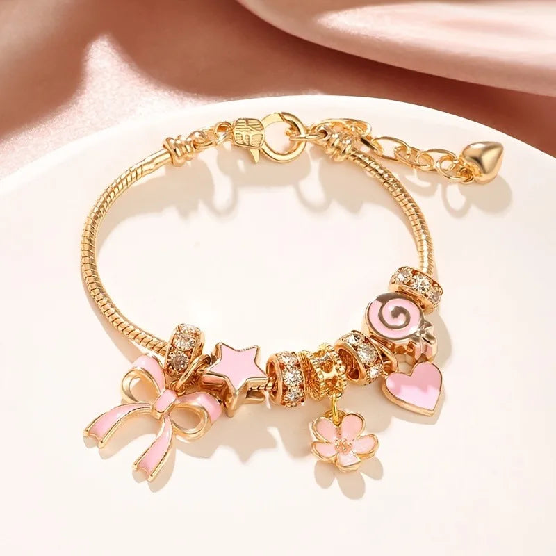 Adjustable Heart Shaped Bracelet Women Bow Heart Shaped Fashion