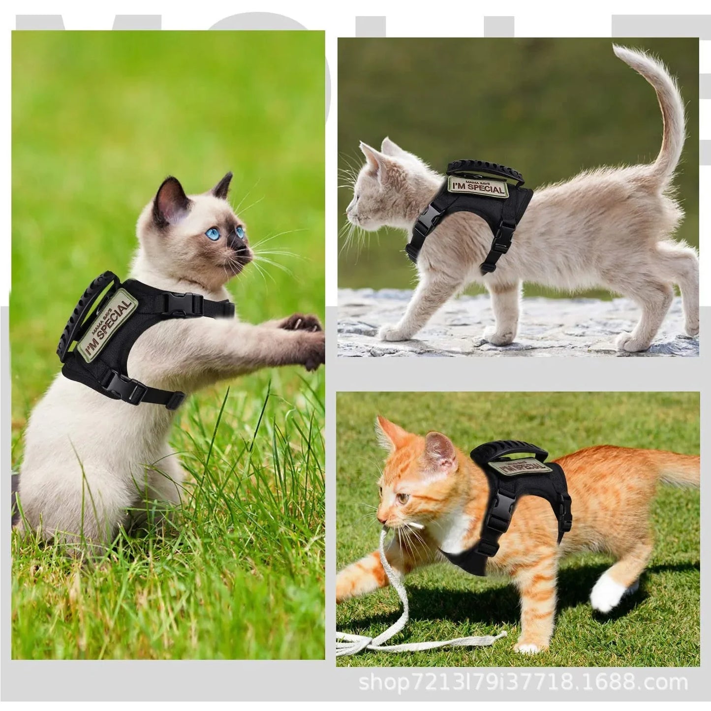 1PC Tactical Cat Harness Reflective Pet Vest With Handle Adjustable Outdoor Walking Training Cat Accessories