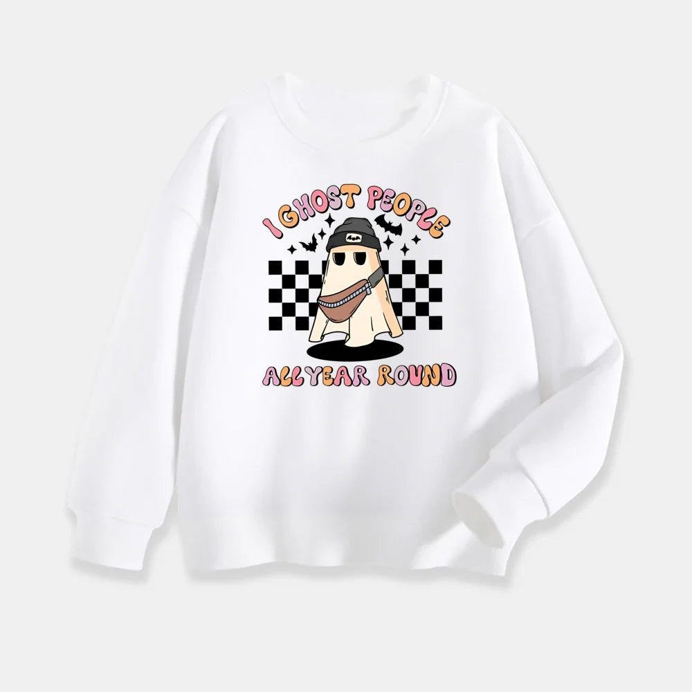Kids Ghost Halloween Sweatshirt Toddler Cute Halloween Sweater Tee Vintage Ghost Crewnewck Fall Hoody Autumn Clothes