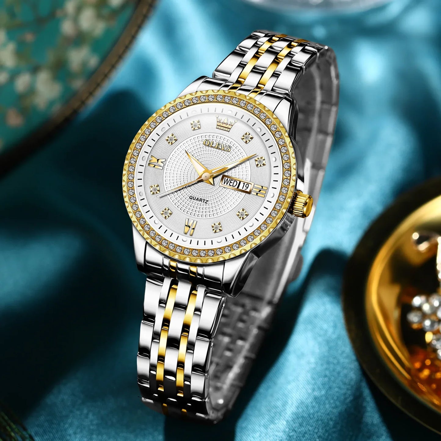 OLEVS Luxury Quartz Watch for Women Stainless Steel Elegant Women's Watches Luminous Waterproof Original Fashion Lady Wristwatch