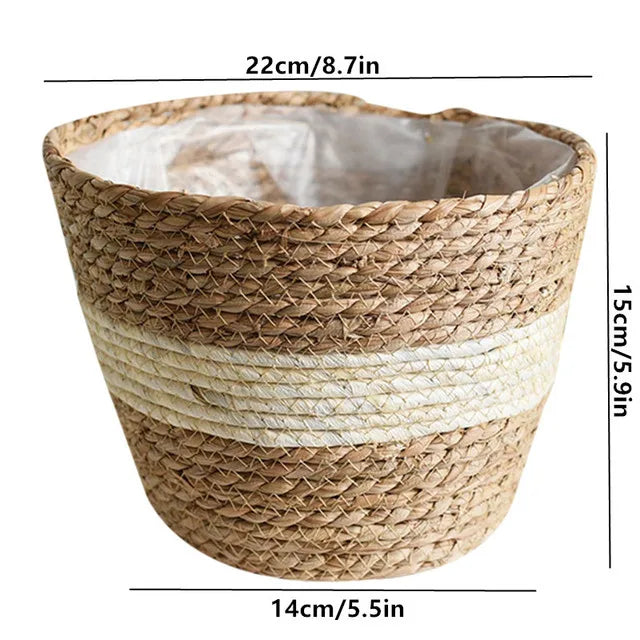 Straw Flower Pot Weaving Flower Plant Basket Grass Planter Basket Indoor Flower Pots Cover Plant Containers for Plantable Plants