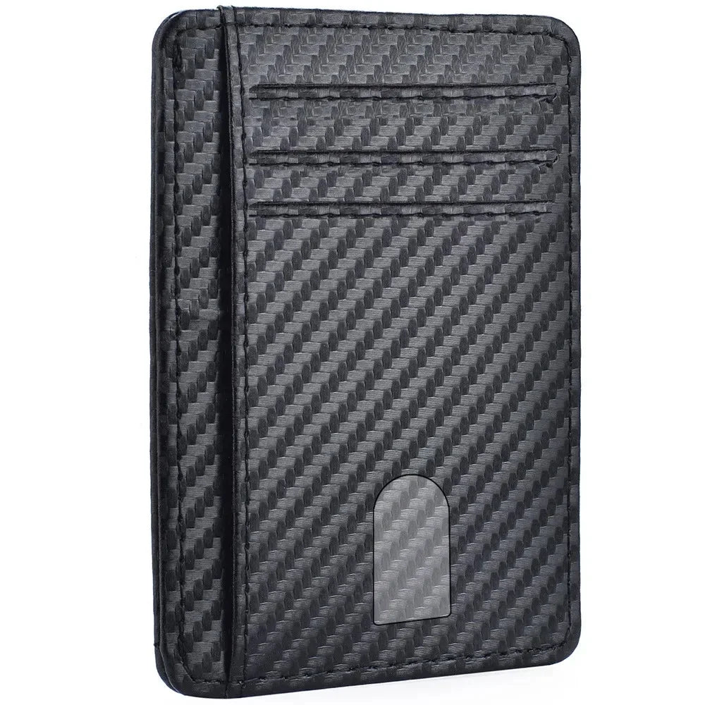 Anti-RFID Men's Slim Wallet - Minimalist PU Leather, Front Pocket ID/Credit Card Holder, with Magic Anti-Theft Protection.
