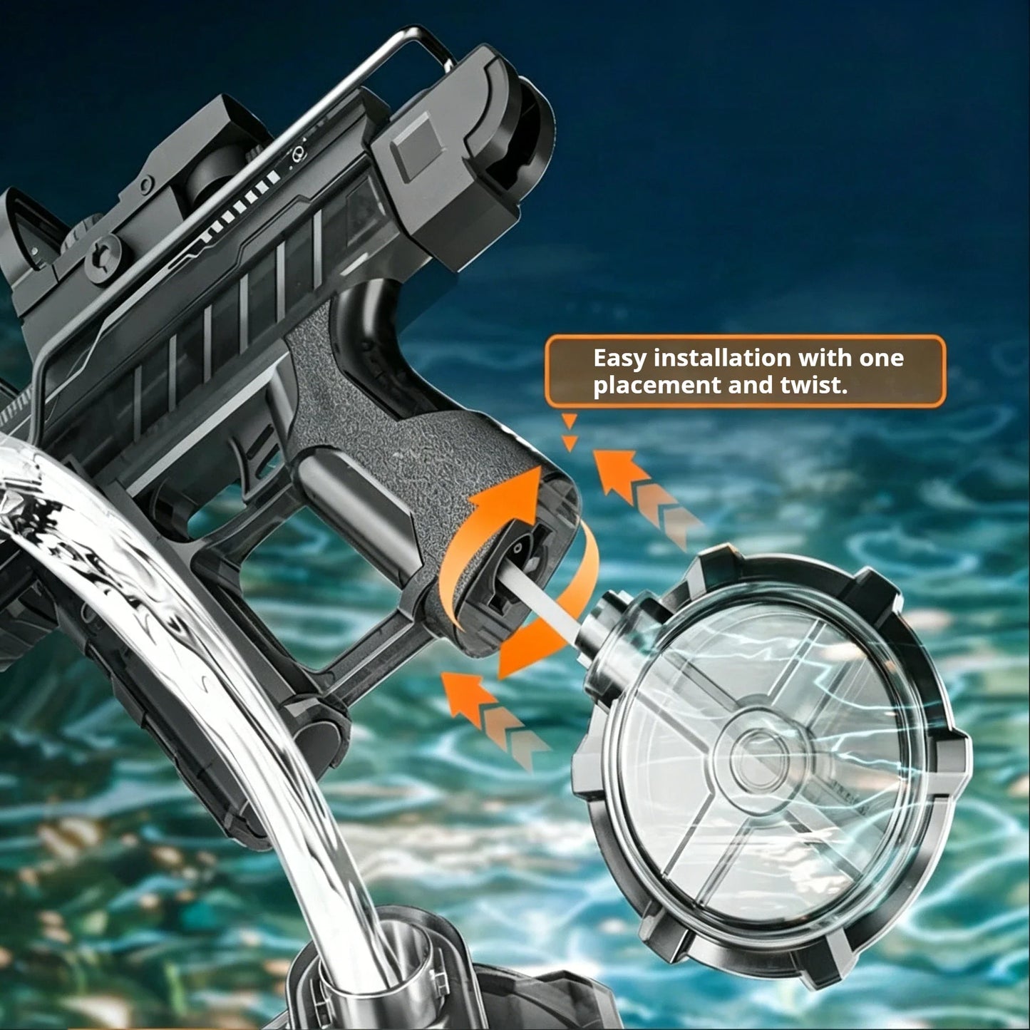 UZI Electric Water Gun with Lights Cool Electric Continuous Firing and Reloading Summer Water Play Kid’s Adult Toy Water Gun