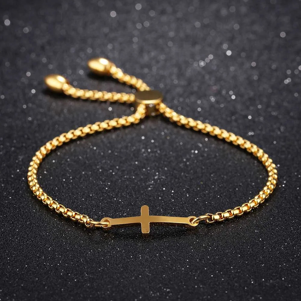 Lokaer Simple Student Cross Bracelet Friendship Jewelry Birthday Gifts Stainless Steel Women's Charm Bracelet Box Chain B17097
