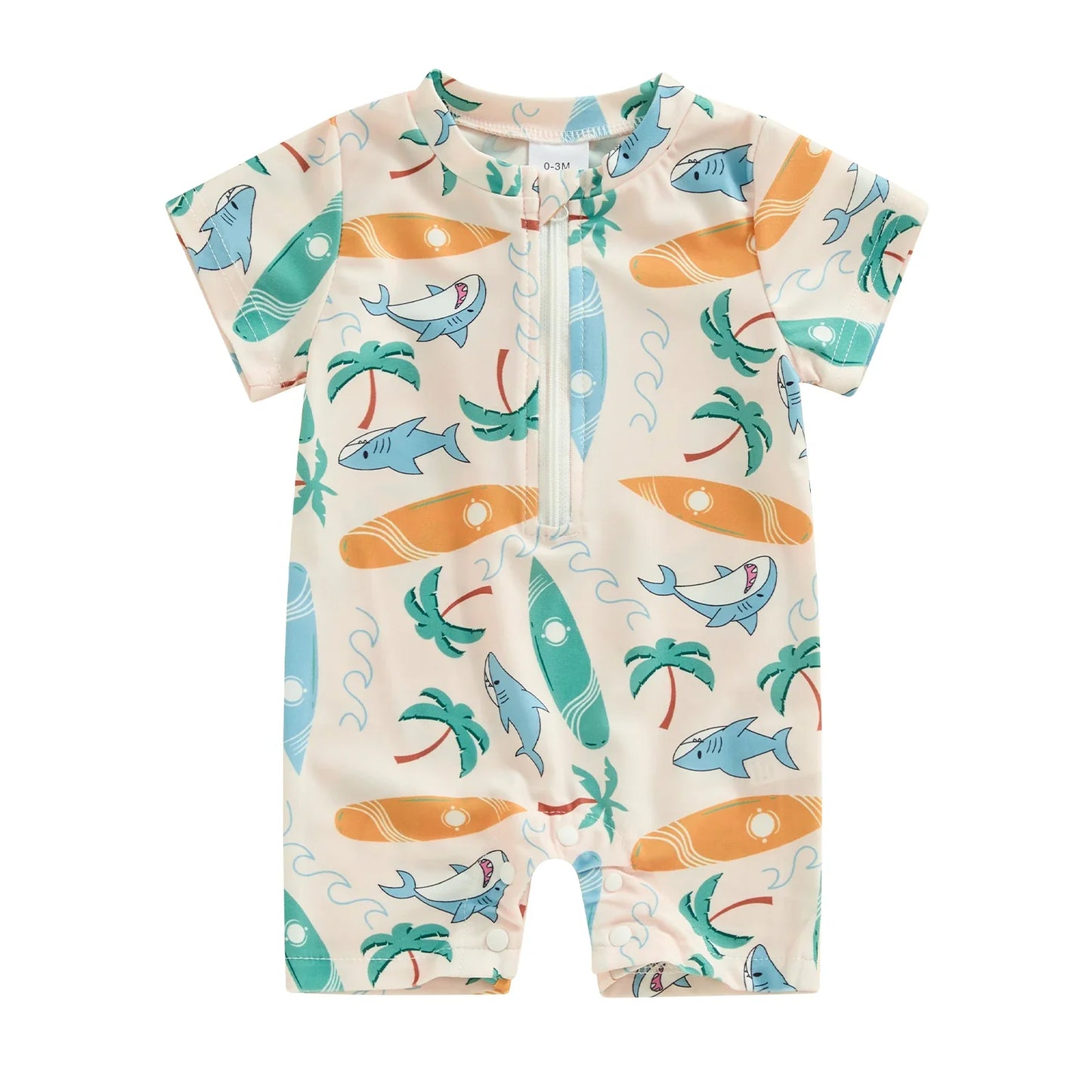 Citgeett Summer Kids Boys Short Sleeve Swimsuit Print Ziper Swimwear Bathing Suit Romper Clothes