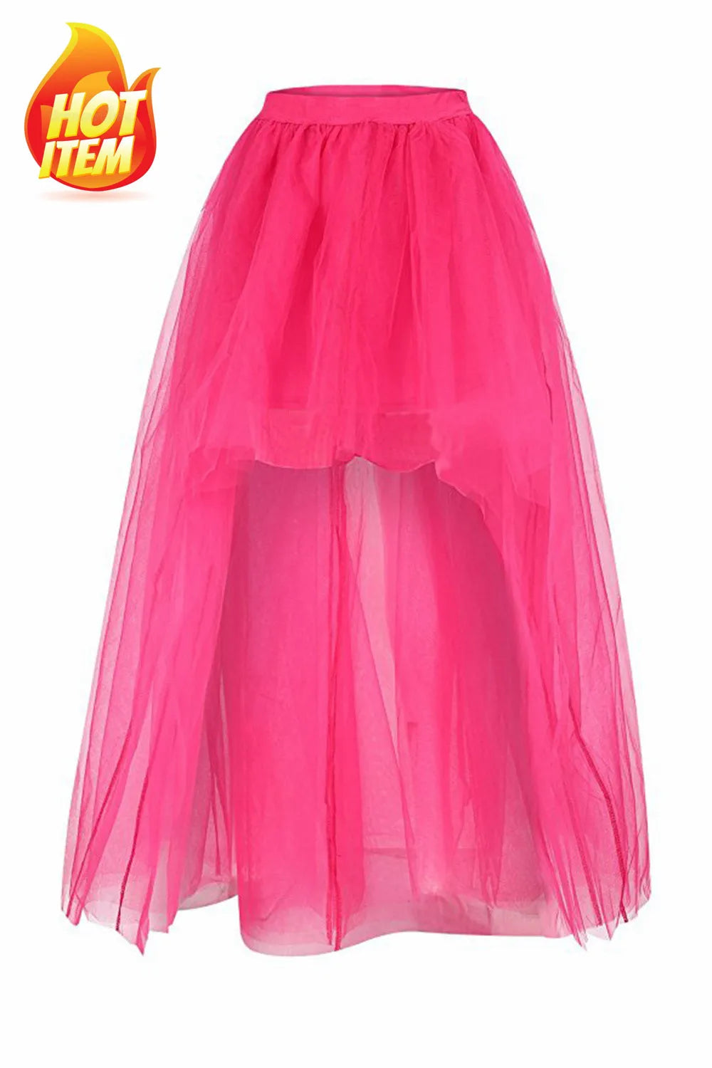 MisShow Gothic Women Hi-Lo Long Tulle Tutu Punk Skirt Elastic Waist High Low Mesh Net Halloween Cosplay Costume Maxi Skirts
