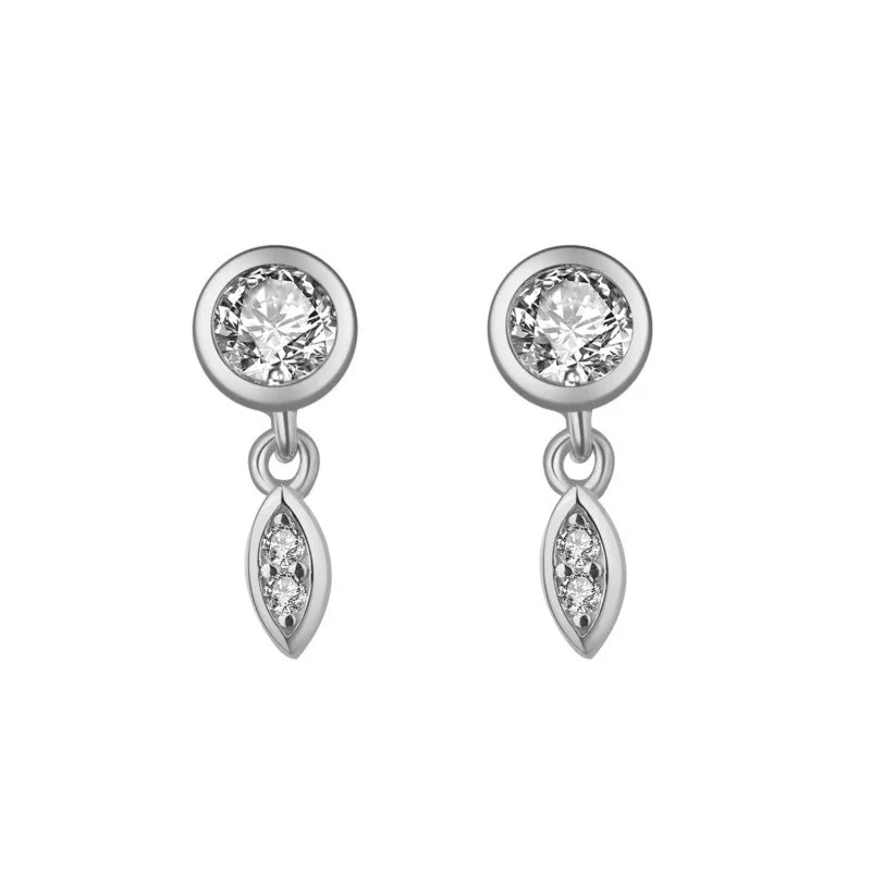 925 Sterling Silver Ear Needle Geometric Zircon Metal Earrings for women Shiny Crystal Luxury Small Stud Fashion Wedding Jewelry