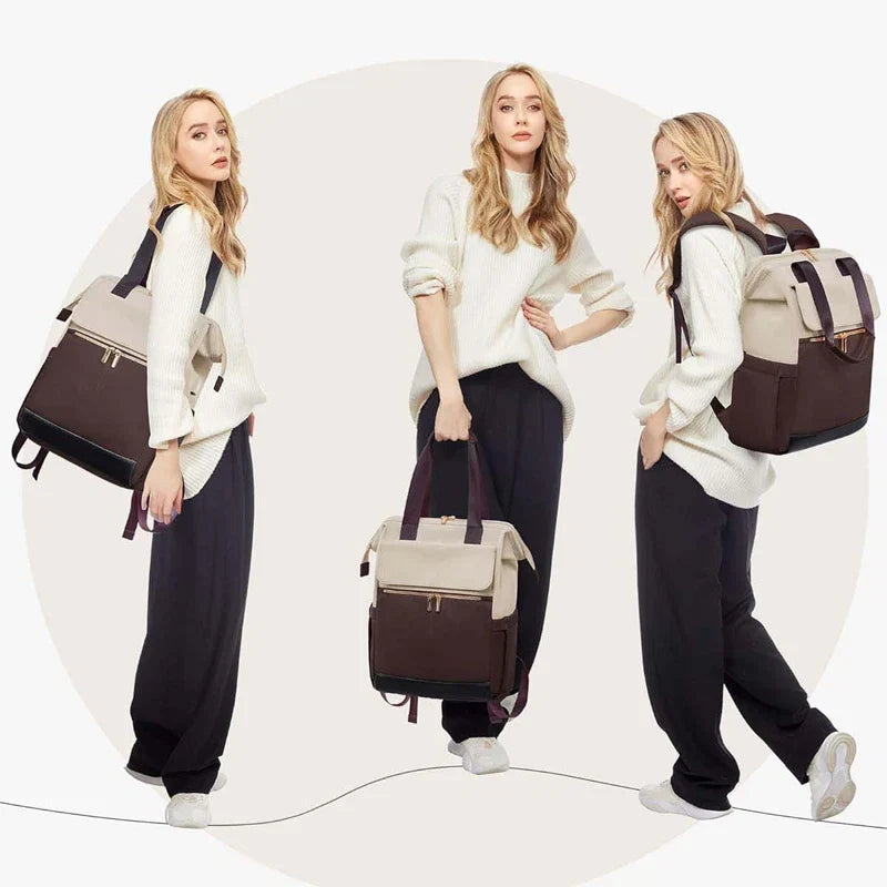 Cream Color Women Travel Laptop Backpack Large Capacity Multi-Piece Luggage Bag Simple Versatile Shoulder School Bag Travel Bags