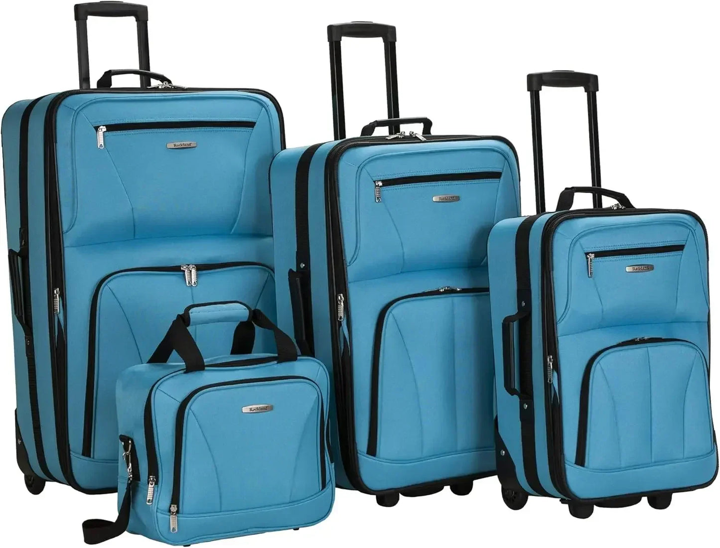 Softside Upright Luggage Set,Internal Retractable Handles Expandable, Charcoal, 4-Piece (14/19/24/28)，Expandable Luggage