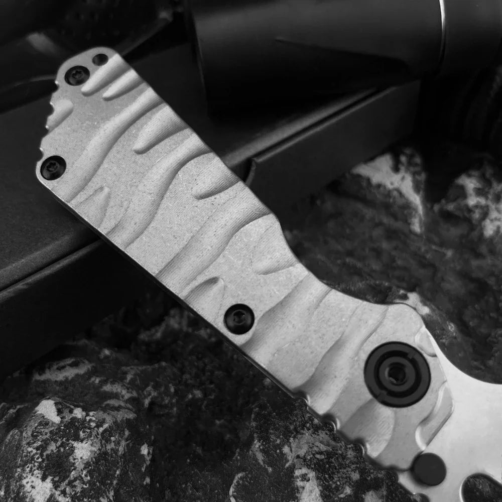 High-strength Manual Folding Knife, 3.54-inch D2 Blade TC4 Titanium Alloy Handle, Compact Pocket EDC Tool for Outdoor Activities