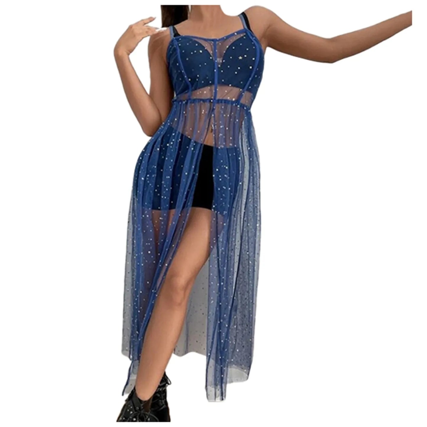 Women'S Mesh Transparent Summer Dress Sleeveless Beach Dresses Bikini Cover Up Lightweight Beach Poncho Holiday Beachwear