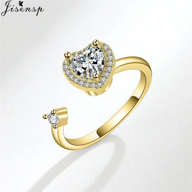 Luxury Fashion Fidget Spinner Ring Anxiety for Women Multiple Crystal Planet Butterfly Finger Rings Anti Stress Wedding Jewerly