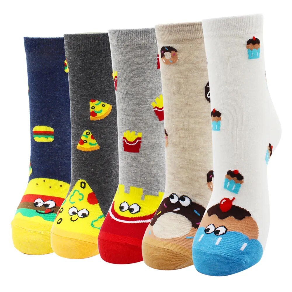 5 Pairs Fashion Colorful Kawaii Cute Cartoon Cotton Women Socks Harajuku Korean Halloween Cat Dog Owl Duck Fox Girl Socks
