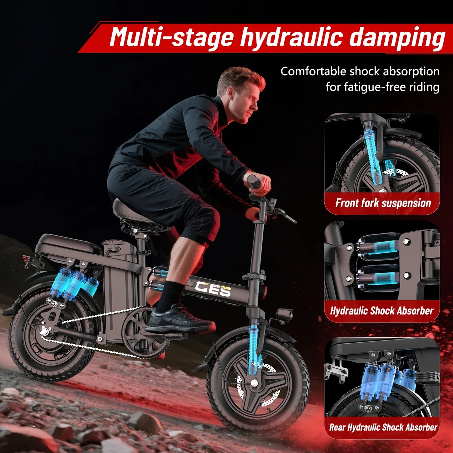 UPlee GE5 Adults Electric Bike 750W Peak Motor 48V 15AH Removable Battery Electric Bicycle 14 Inch Folding Urban leisure e bike