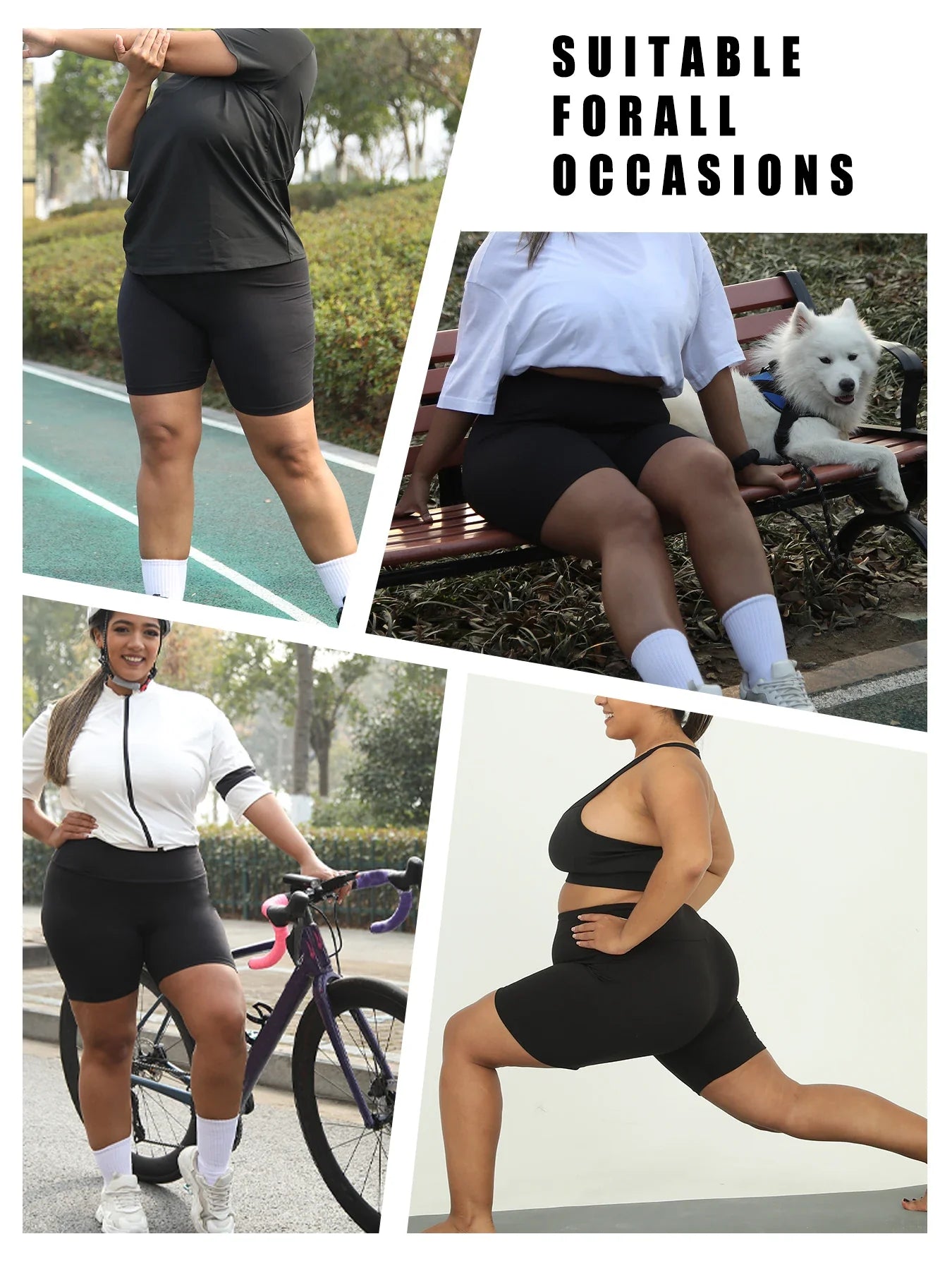 2 Pack Plus Size Biker Shorts for Women High Waisted Super Soft Workout Yoga Athletic Shorts Running