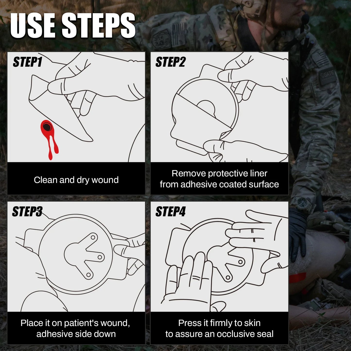 Rhino Rescue Chest Seal Medical Prevent Puncture Wounds Dressing Pneumothorax Emergency First Aid Trauma