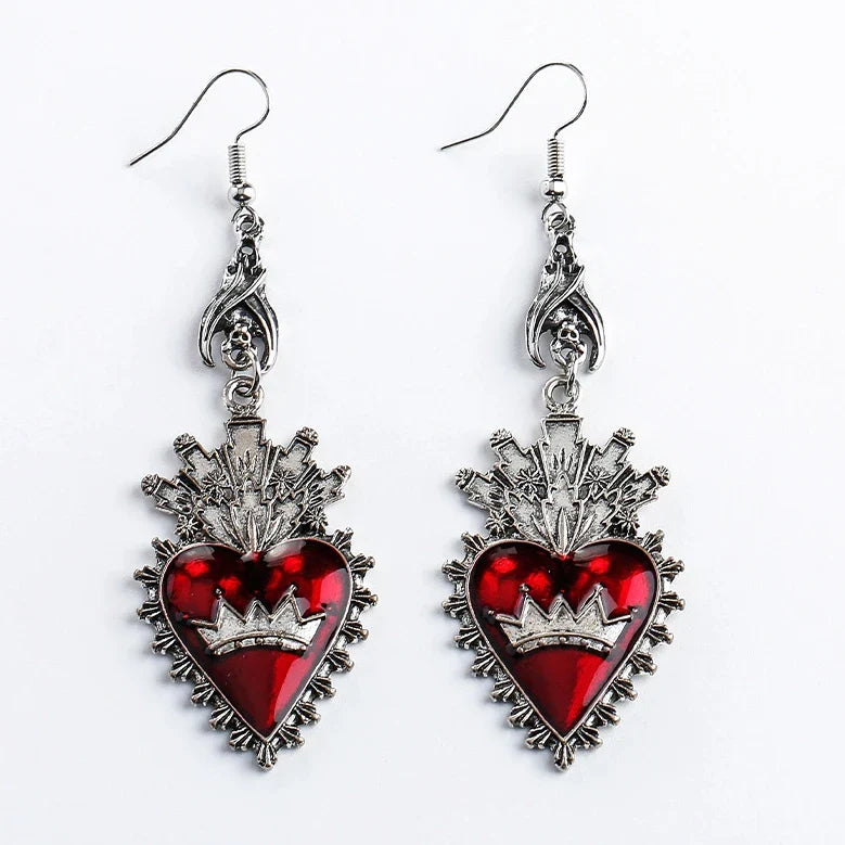 New Dark Vintage Gothic Collection Earrings Sacred Heart Goth Halloween Earrings for Women Red Oil Drop Gothic Punk Accessories