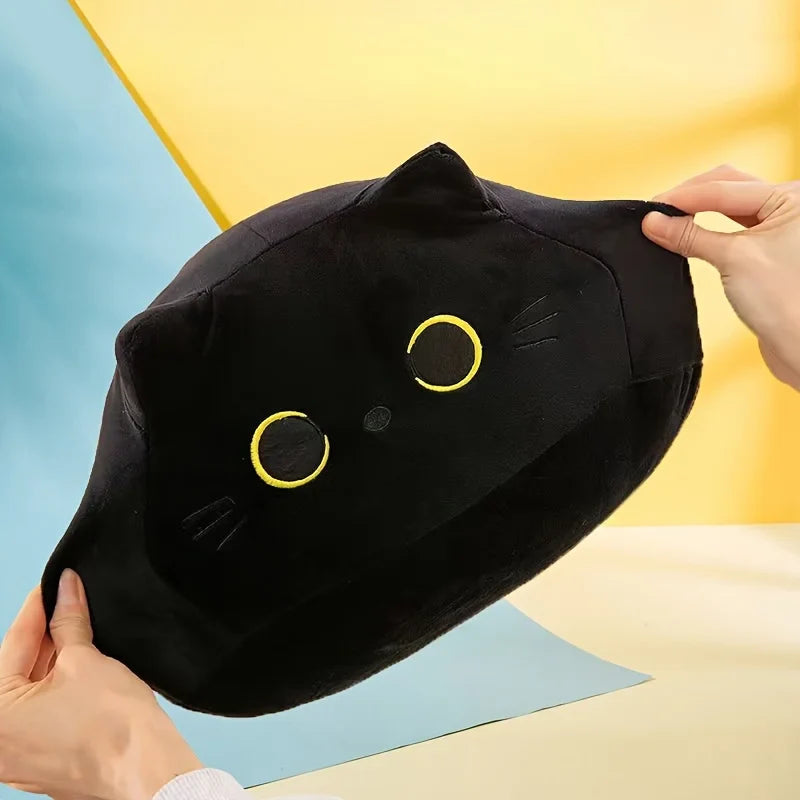 Adorable Black Cat Plush Pillow - Soft, Hugable, with Cute Expression - Birthday, New Year and Christmas Gift for Cat Lovers