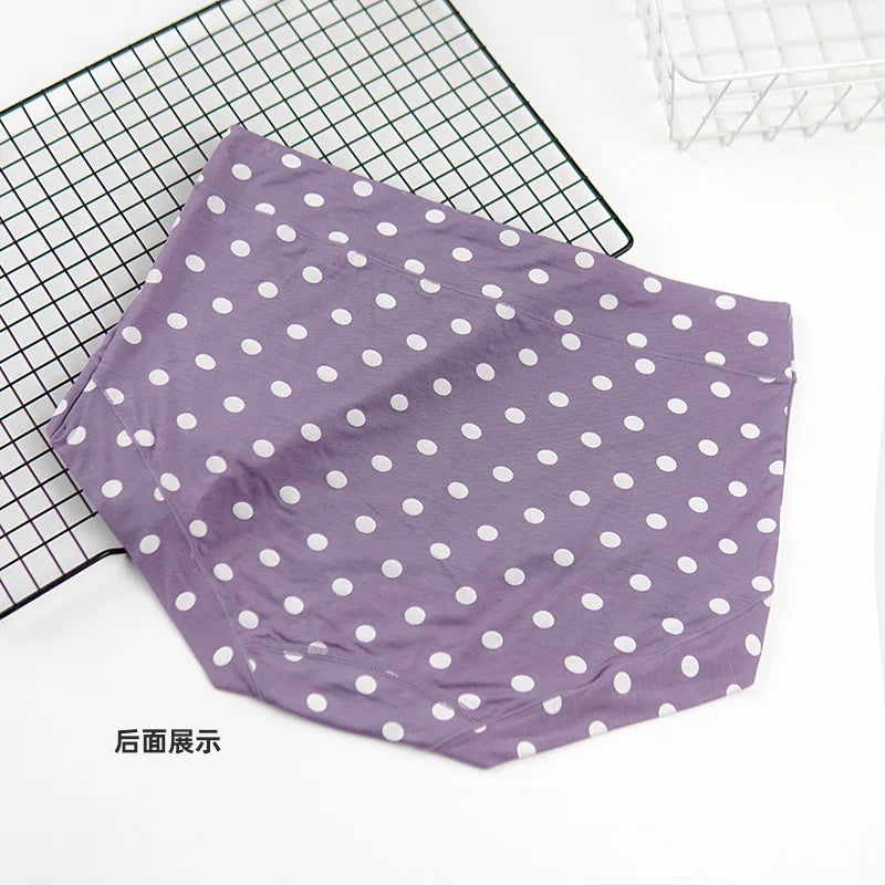 Modal Large size Panties for fat Lady Fashion Polka dot briefs High waist wide leg boyshorts cotton crotch underpants