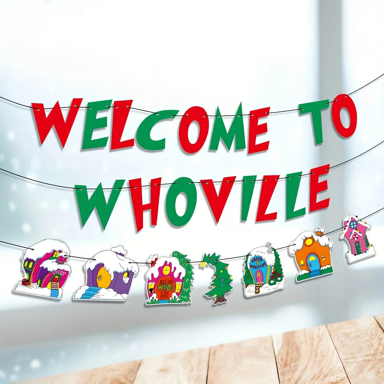 Welcome to Whoville Banner Whoville Sign Christmas Decorations Red and Green Christmas Banner Xmas Whoville Christmas Village Tr