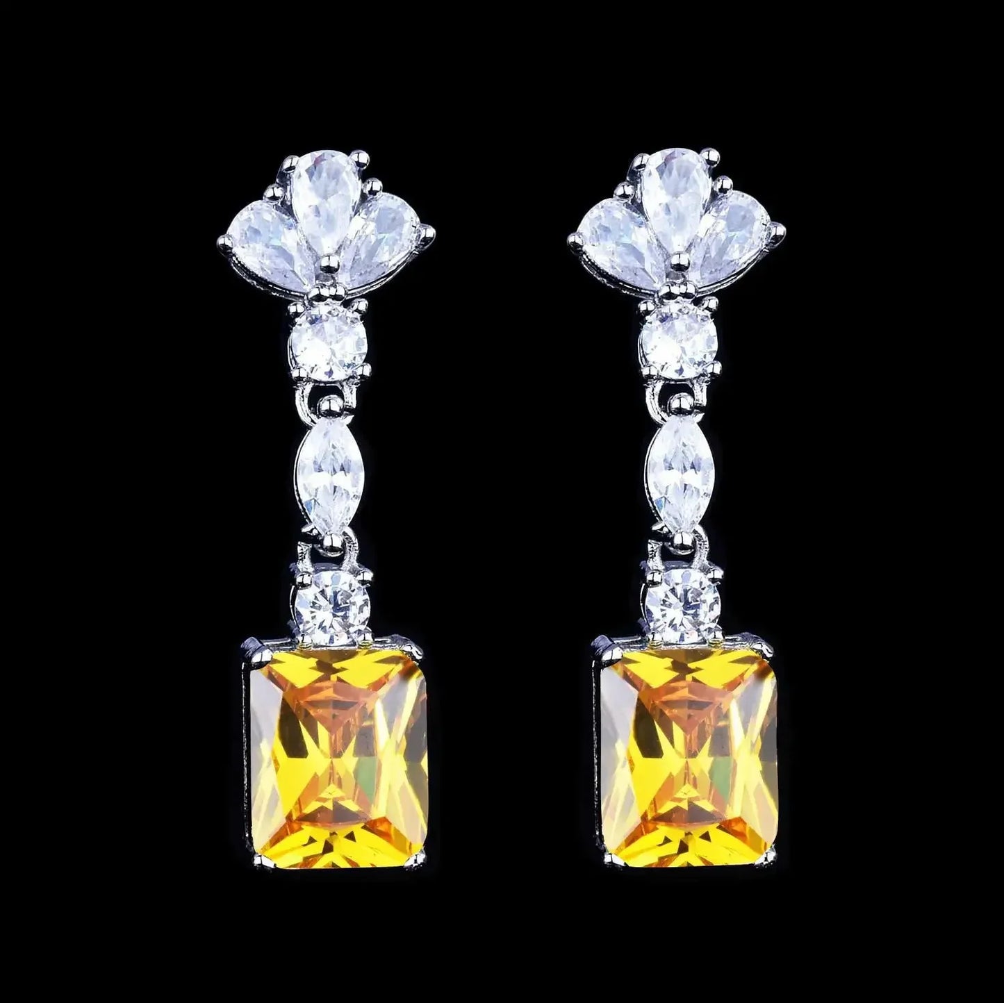 Fashion Niche Yellow Color Zircon Earring Ring Necklace Three-Pieces Set For Women Party Birthday Custom Jewelry