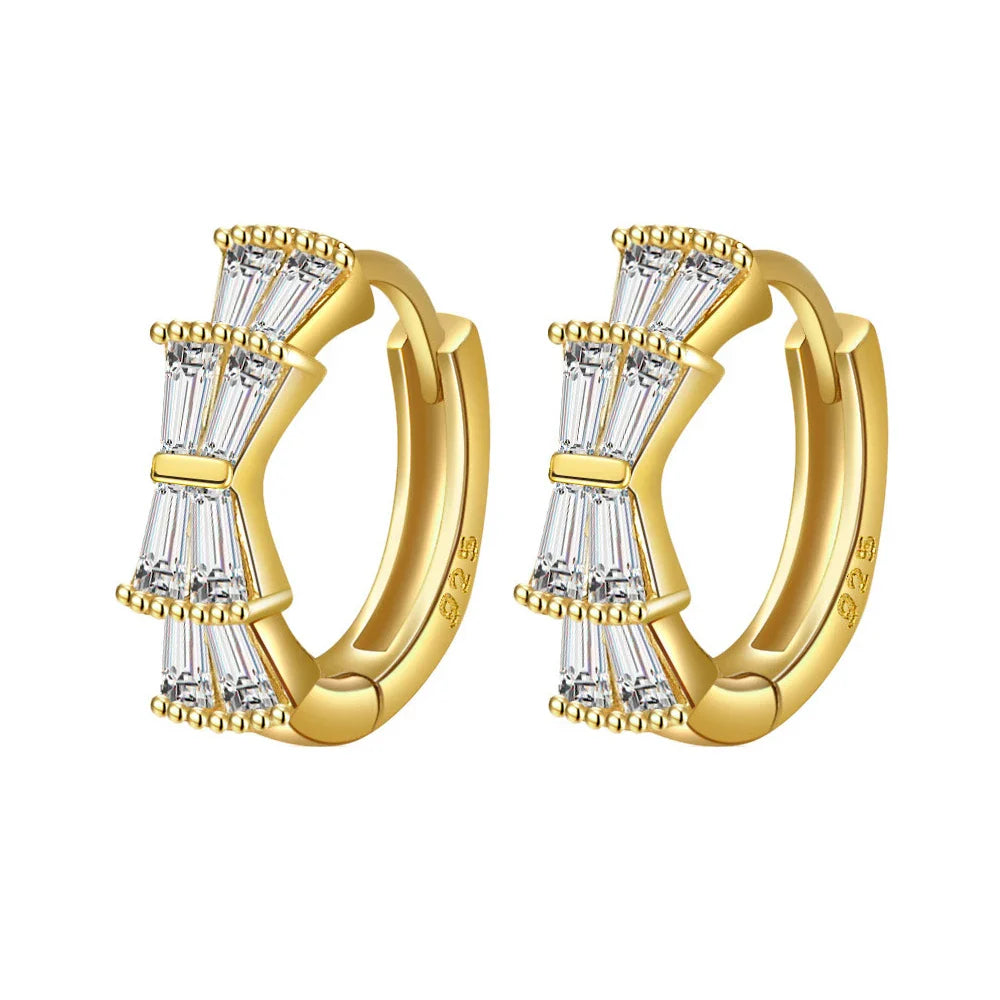 Pure 925 Sterling Silver High Quality Jewelry New Crystal Hoop Earrings For Women XY0174