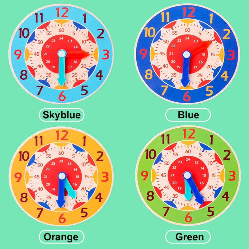 Kids Montessori Wooden Clock Toys Hour Minute Second Cognition Time Learning Teaching Aids Educational Toys for Children