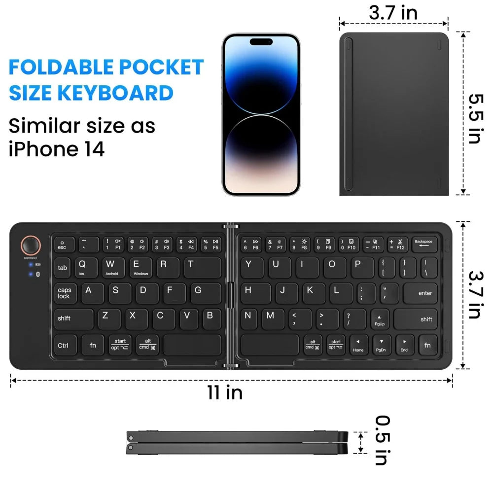 Wireless Keyboard Folding Keyboard Portable Bluetooth Keyboard Foldable Mini Keyboard For Windows Android IOS Laptop Tablet