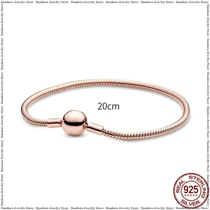 New in 925 Sterling Silver Snake Chain Charm Bracelet Fits Original Brand Pendant Charm Bead For Women Heart Bracelets Jewelry