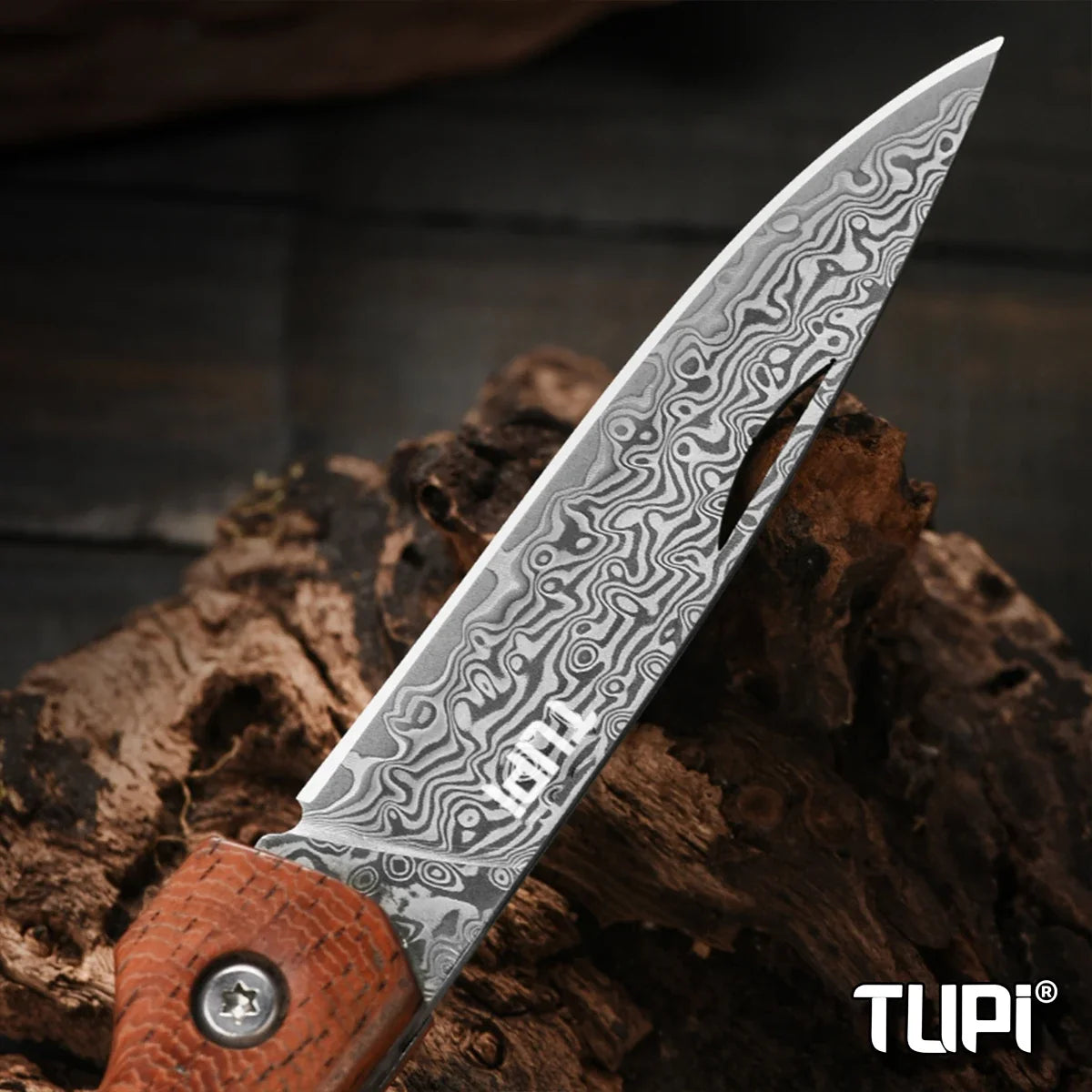Damascus Steel Folding Knife, High-hardness Forged Knife, Pocket Folding Knife for Outdoor Camping Hiking,Portable Pocket Knife
