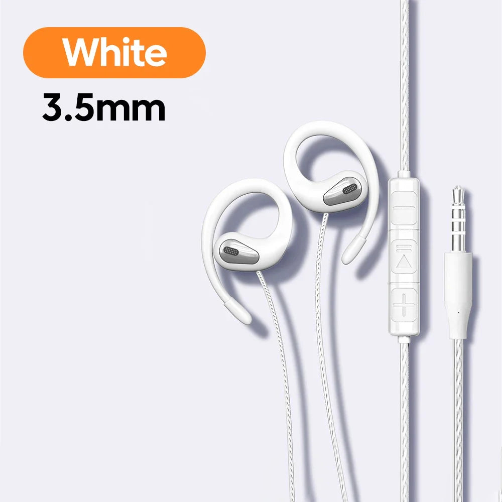 3.5mm/Type-C Wired Headphones Hook-on Ear HD Noise Cancelling Call Earphones With Dual Mic Headset For Cellphone Computer Earbud