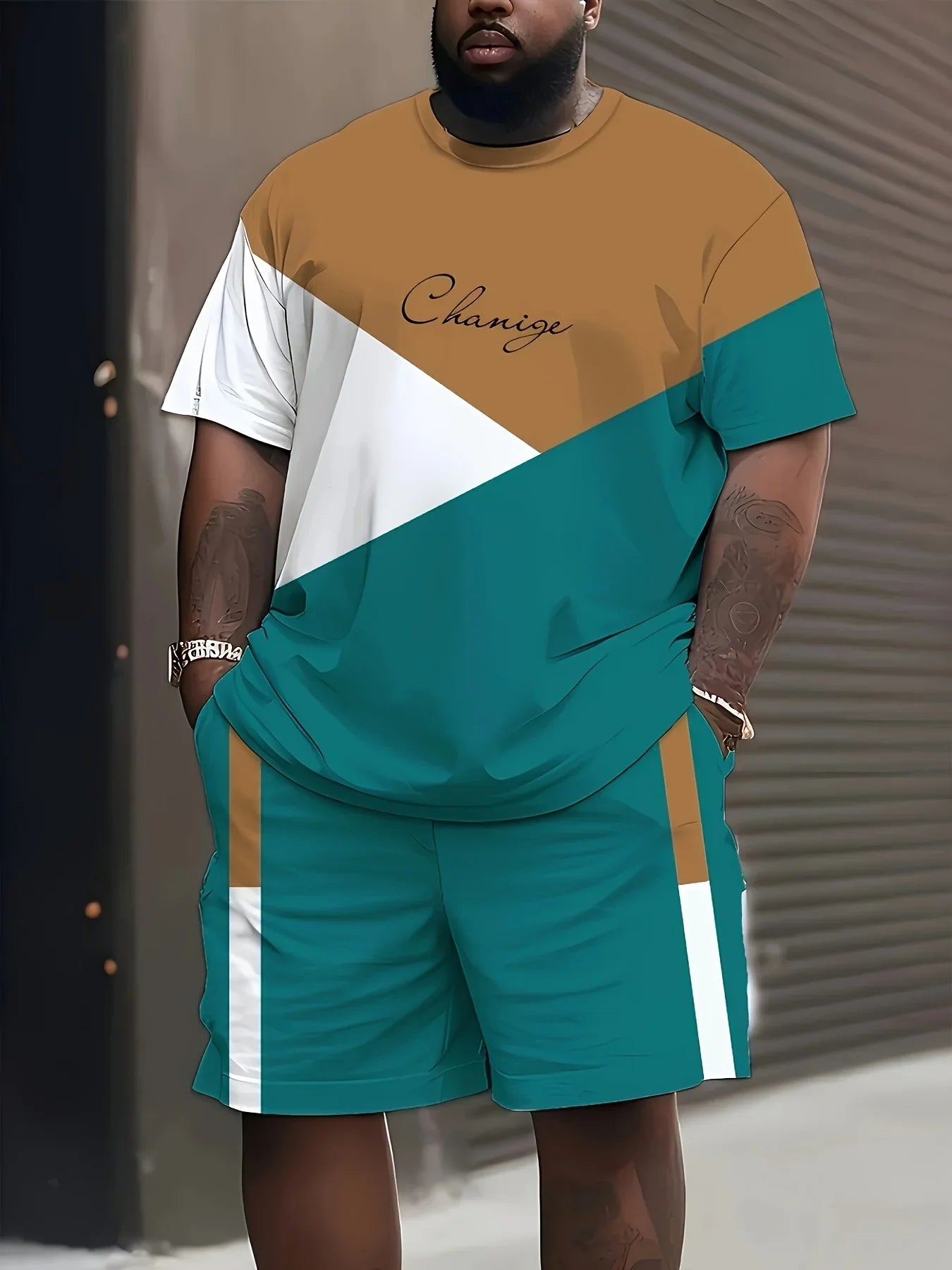 Summer Large Size Men's Clothing 3D Printed Short Sleeve Top Shorts 2-piece Set Outdoor Casual T-shirt Drawstring Shorts Sets