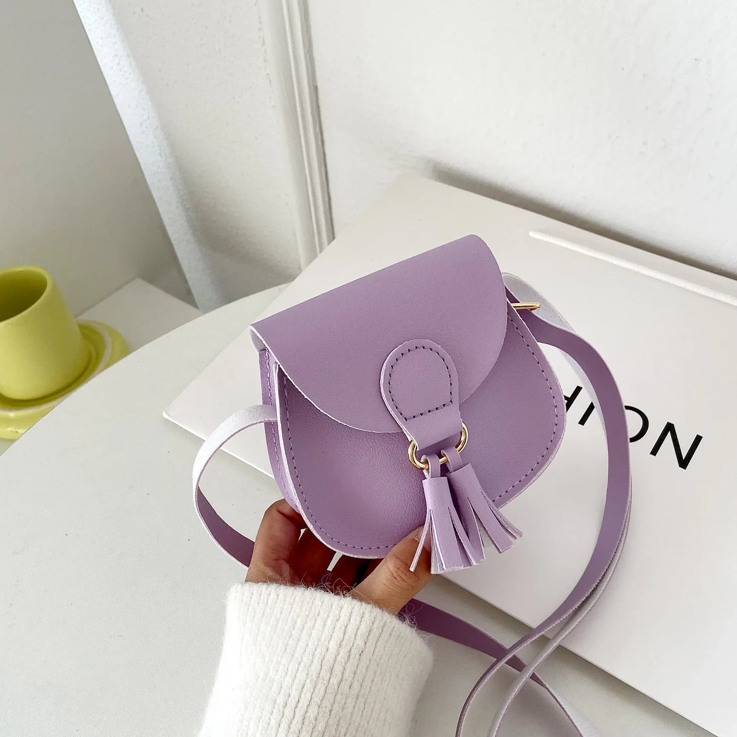 New Mini Children Bag Cute PU Tassels Decor Princess Messenger Bags for Baby Girls Fashion Shoulder Bag Girls Birthday Gifts