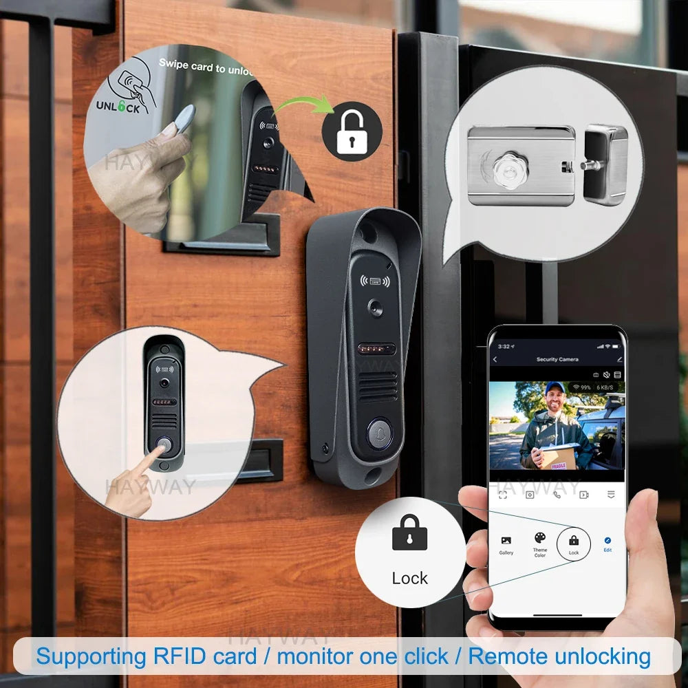 1080P Home Intercom System, 7" IPS FHD Screen and Metal Shell Doorbell, Mobile Detection, Image Storage, TUYA Wireless Doorbell