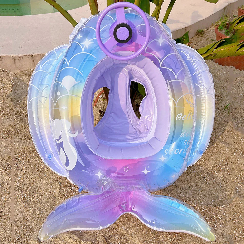 Summer Mermaid Tail Swimming Ring Colorful Inflatable Pool Float Pool Floaties Beach Swimming Party Toys for Kids