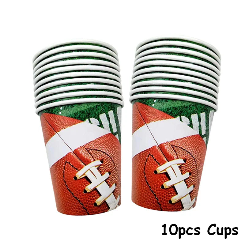 Rugby Themed American Football Disposable Tableware Supplies Sports Birthday Party Male Single Party Baby Shower Ceremony Decor