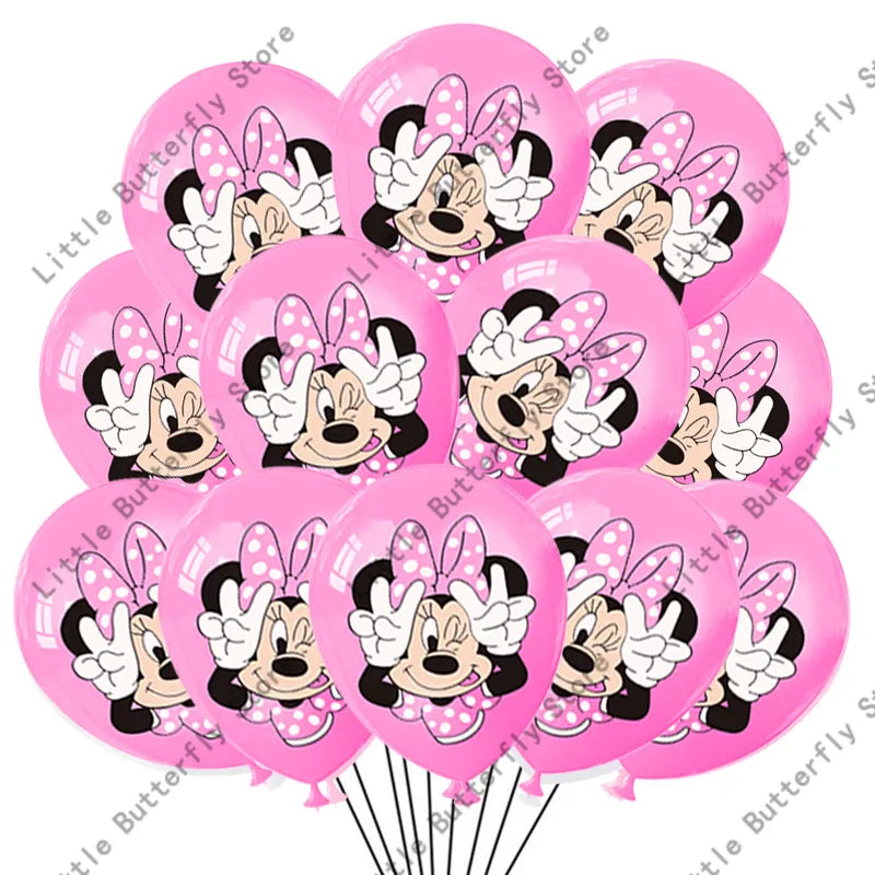 Disney 10/20/30pcs 12 Inch Pink Minnie Mouse Latex Balloon Party Supplies Party Balloon Balloons for Birthday Party Decorations